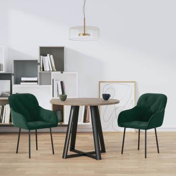 ARDEBO.de - Esszimmerstühle 2 Stk. Dunkelgrün Samt