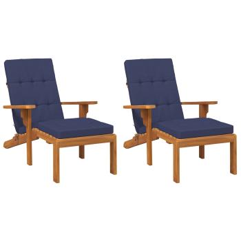 Kissen für draußen 2 Stk. Stoff Marineblau 180 x 55 x 7 cm
