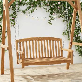 ARDEBO.de - Schalen-Schaukelbank 114 x 60 x 60,5 cm Massivholz Teak Natur