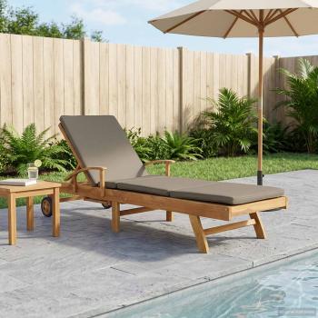 ARDEBO.de - Sonnenliege mit Kissen 100% Polyester mit solidem Teak