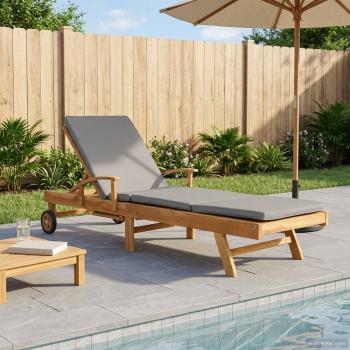 ARDEBO.de - Sonnenliege mit Kissen 100% Polyester mit solidem Teak