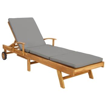 Sonnenliege mit Kissen 100% Polyester mit solidem Teak