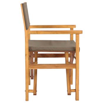 Regiestuhl Braun und Taupe Massives Teakholz