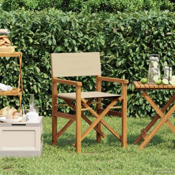 ARDEBO.de - Regiestuhl Braun und Beige Massives Teakholz