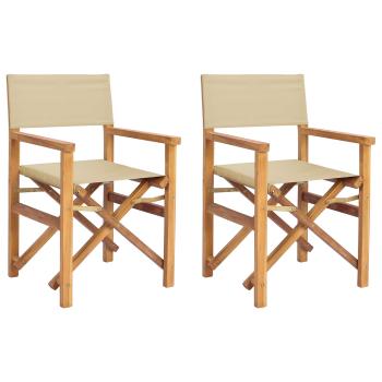 Regiestuhl Braun und Beige Massives Teakholz