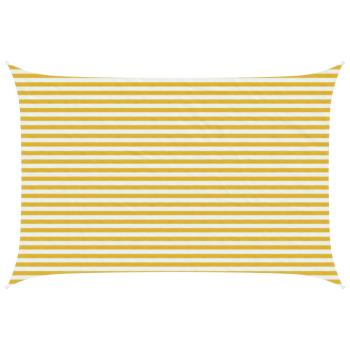 ARDEBO.de - Sonnensegel 3 x 4,5 m HDPE Rechteckig Gelb und Weiß