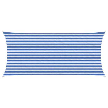 ARDEBO.de - Sonnensegel 2 x 5 m HDPE Rechteckig Blau und Weiß