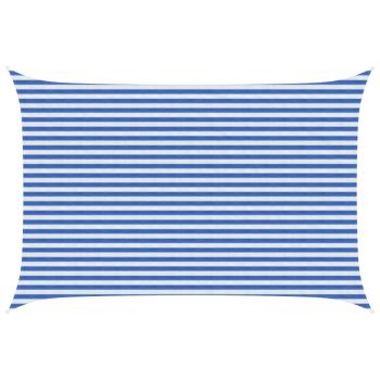 ARDEBO.de - Sonnensegel 3 x 5 m HDPE Rechteckig Blau und Weiß