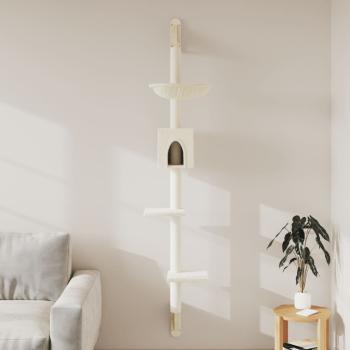 ARDEBO.de - Kratzbaum mit Kratzsäule Wandmontage Creme 187 cm