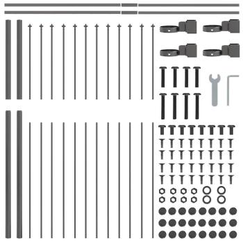 Gartenzaun 4 pcs Grau 6,8 x 1,5 m Pulverbeschichteter Stahl