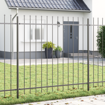 Gartenzaun 5 pcs Grau 8,5 x 1,5 m Pulverbeschichteter Stahl