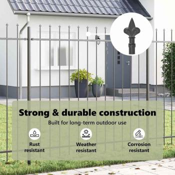 Gartenzaun 5 pcs Grau 8,5 x 1,5 m Pulverbeschichteter Stahl