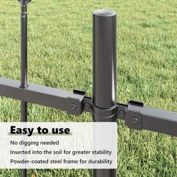 Gartenzaun 5 pcs Grau 8,5 x 1,5 m Pulverbeschichteter Stahl