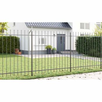 Gartenzaun 5 pcs Grau 8,5 x 1,5 m Pulverbeschichteter Stahl
