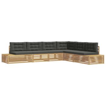 7 stk. Outdoor-Sofagarnitur Polyester Weiß