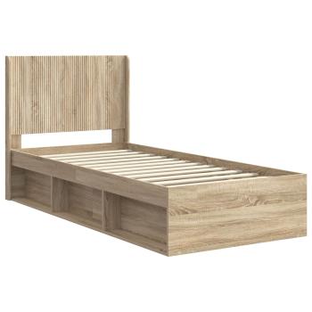 Bettgestell mit Stauraum und Kopfteil Sonoma-Eiche 75 x 190 cm