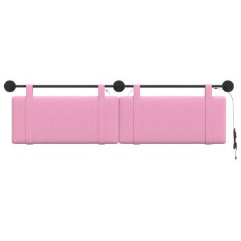 Hängendes Kopfteil Mit LED Licht Rosa Stoff