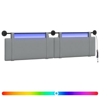 Hängendes Kopfteil Mit LED Licht Hellgrau Stoff