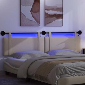 Hängendes Kopfteil Mit LED Licht Creme Stoff
