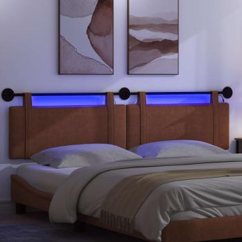 Hängendes Kopfteil Mit LED Licht Braun Antikes PU