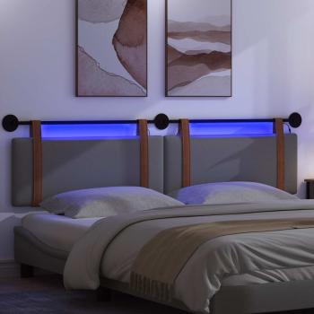 Hängendes Kopfteil Mit LED Licht Dunkelgrau Antikes PU