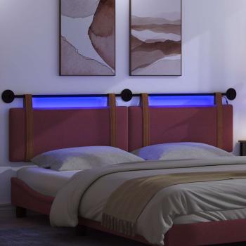 Hängendes Kopfteil Mit LED Licht Weinrot Antikes PU