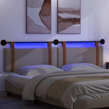 Hängendes Kopfteil Mit LED Licht Taupe Antikes PU