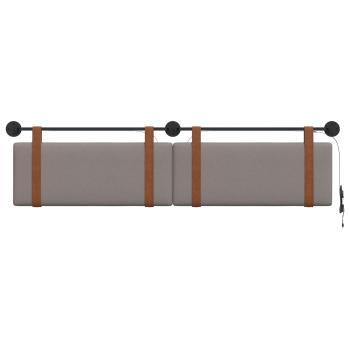Hängendes Kopfteil Mit LED Licht Taupe Antikes PU