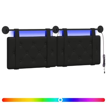 Hängendes Kopfteil Mit LED Licht Schwarz Kunstleder