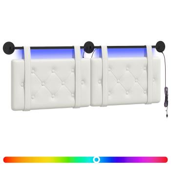 Hängendes Kopfteil Mit LED Licht Weiß Kunstleder