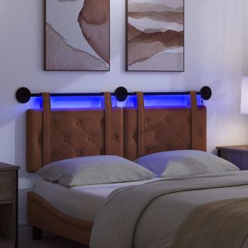 Hängendes Kopfteil Mit LED Licht Braun Antikes PU