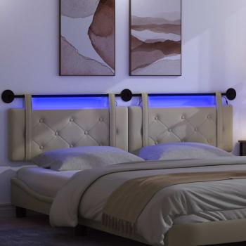 Hängendes Kopfteil Mit LED Licht Creme Kunstleder