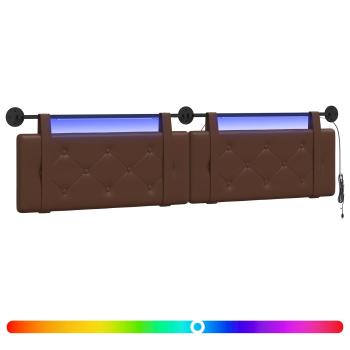 Hängendes Kopfteil Mit LED Licht Braun Kunstleder