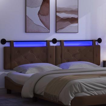 Hängendes Kopfteil Mit LED Licht Braun Kunstleder