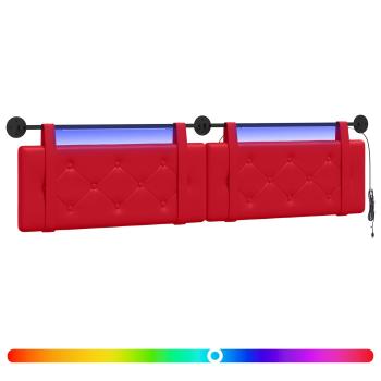 Hängendes Kopfteil Mit LED Licht Rot Kunstleder
