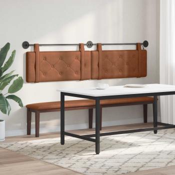 Hängendes Kopfteil Mit LED Licht Braun Antikes PU