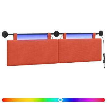 Hängendes Kopfteil Mit LED Licht Rot-Orange Cordstoff