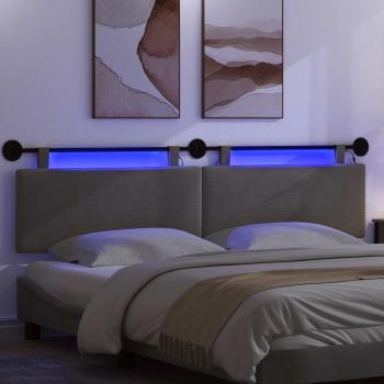 Hängendes Kopfteil Mit LED Licht Hellgrau Cordstoff