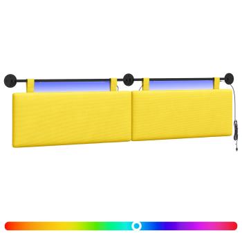 Hängendes Kopfteil Mit LED Licht Helles Gelb Cordstoff