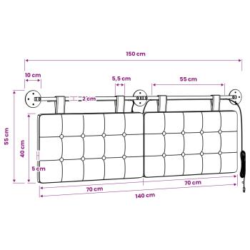 Hängendes Kopfteil Mit LED Licht Dunkelgrau Stoff