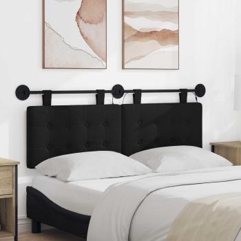 ARDEBO.de - Hängendes Kopfteil Mit LED Licht Schwarz Stoff