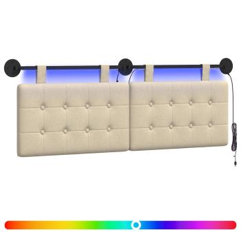 Hängendes Kopfteil Mit LED Licht Creme Stoff