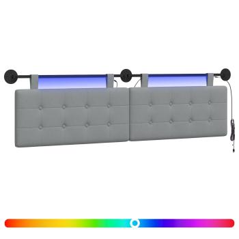 Hängendes Kopfteil Mit LED Licht Hellgrau Stoff