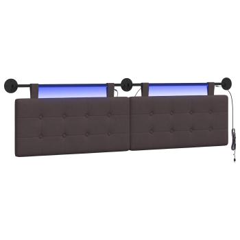 Hängendes Kopfteil Mit LED Licht Dunkelbraun Stoff