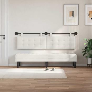 Hängendes Kopfteil Mit LED Licht Weiß Kunstleder