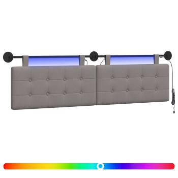 Hängendes Kopfteil Mit LED Licht Taupe Stoff