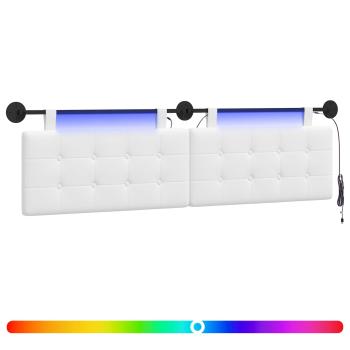 Hängendes Kopfteil Mit LED Licht Weiß Stoff