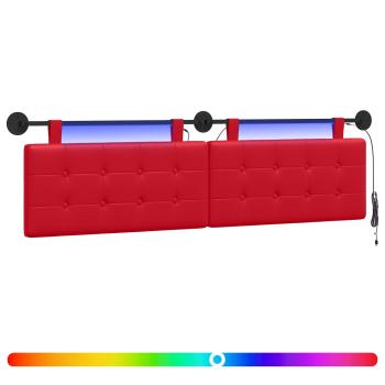 Hängendes Kopfteil Mit LED Licht Rot Kunstleder
