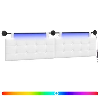 Hängendes Kopfteil Mit LED Licht Weiß Stoff