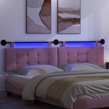 Hängendes Kopfteil Mit LED Licht Rosa Stoff